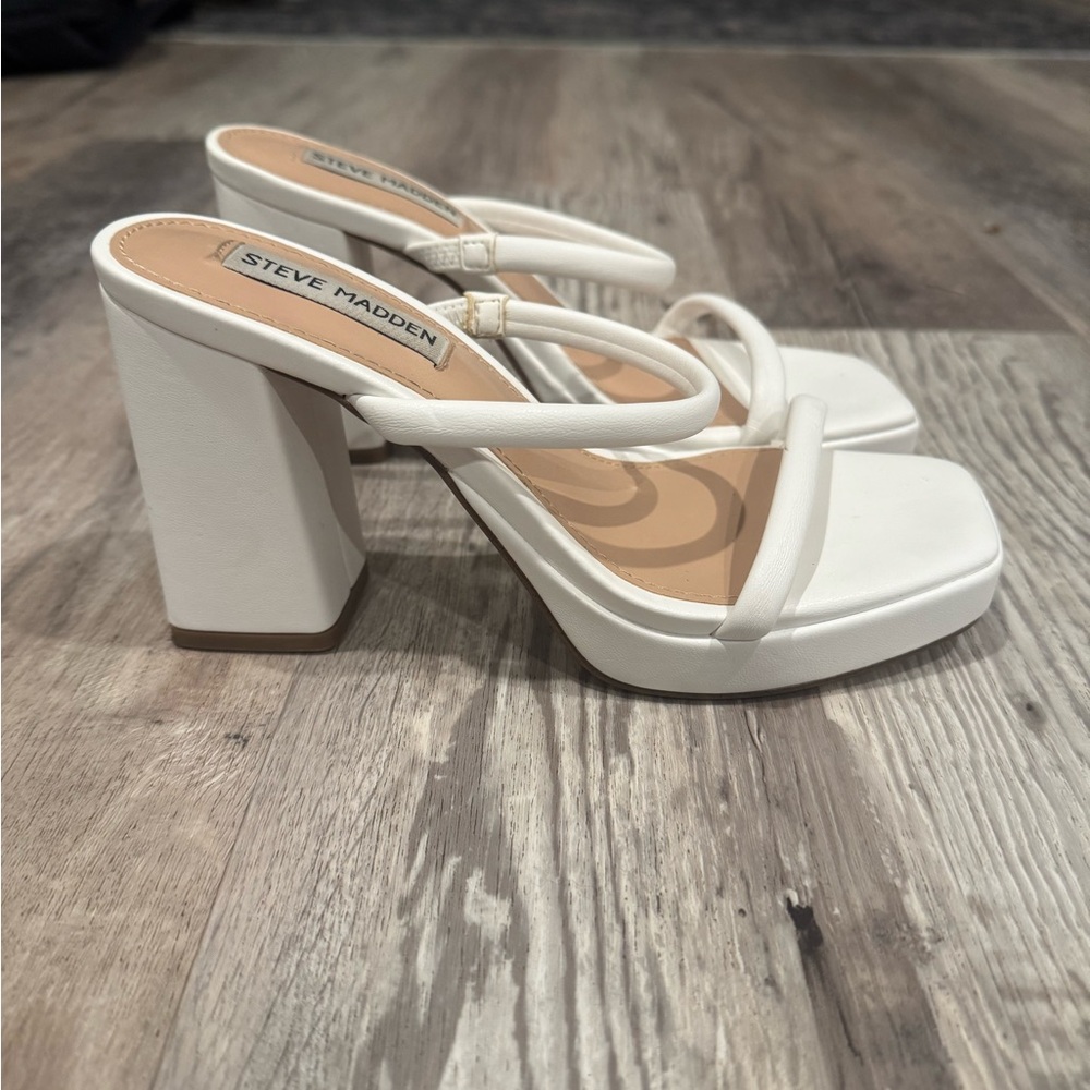 Steve Madden White Strappy Heels